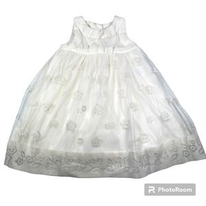 NWOT Nannette ivory tulle with floral velvet burnout dress with bloomer size 18M